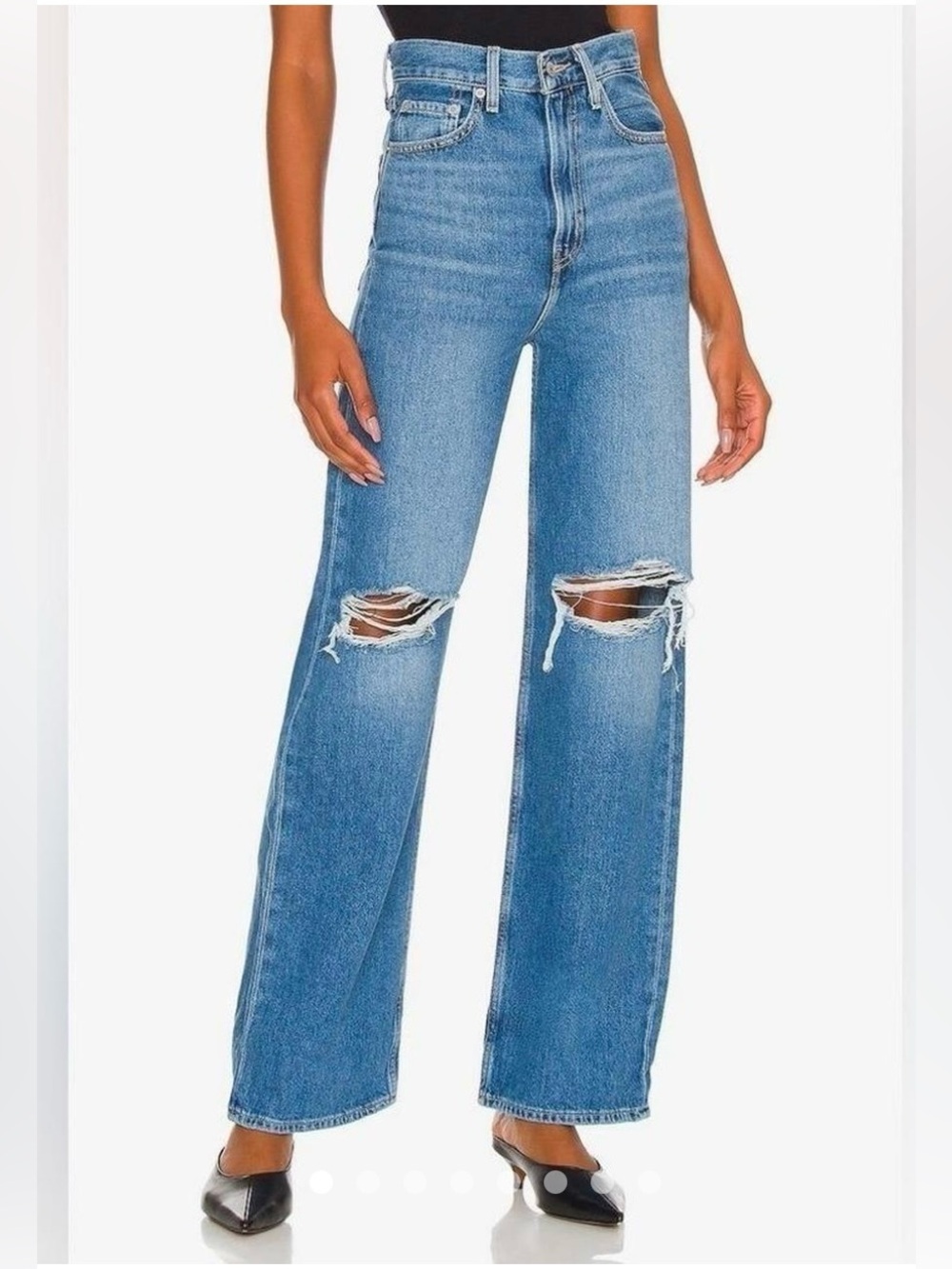 Levi's Light Blue High-Rise Loose Distressed Jeans